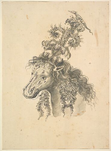 Design for the Headdress of a Horse Crowned by a Small Lizard