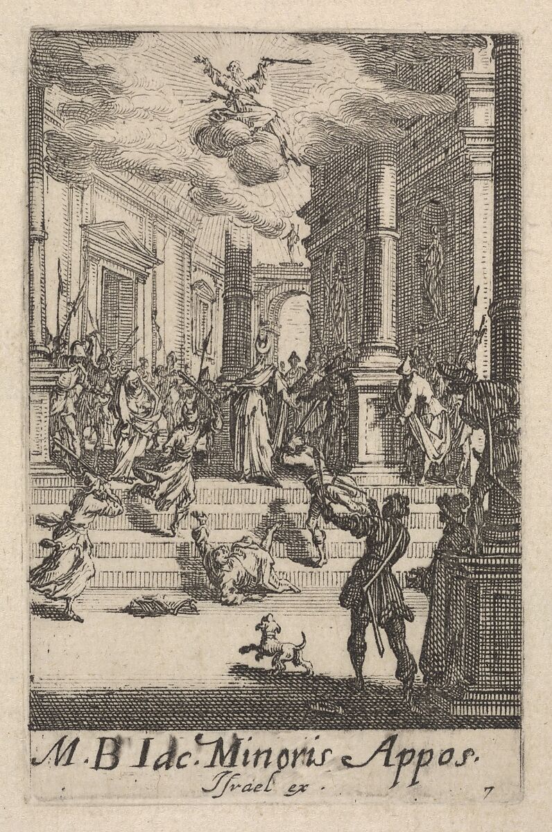 Martyrdom of Saint James the Lesser, from the series 'The little apostles' (Les petits apôtres), Jacques Callot (French, Nancy 1592–1635 Nancy), Etching 
