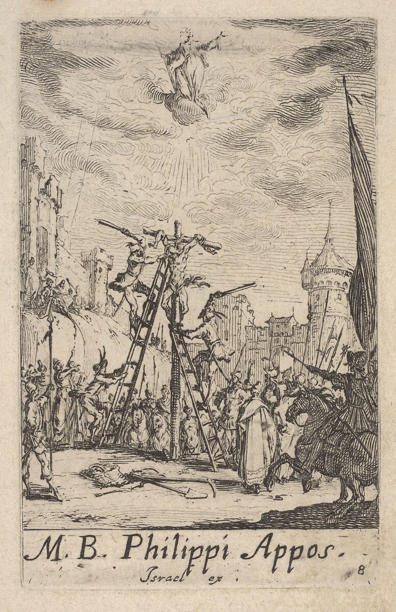 Martyrdom of Saint Philip, from the series 'The little apostles' (Les petits apôtres), Jacques Callot (French, Nancy 1592–1635 Nancy), Etching 