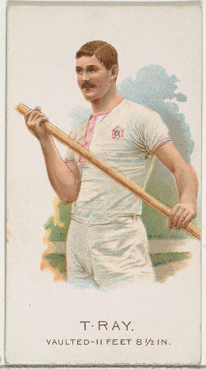 T. Ray, Pole Vaulter, from World's Champions, Series 2 (N29) for Allen & Ginter Cigarettes, Allen &amp; Ginter (American, Richmond, Virginia), Commercial color lithograph 