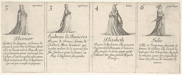 Eleonor, Isabeau de Bauieres, Elisabeth, and Julie, from 'The game of queens' (Le jeu des Reines renommées)
