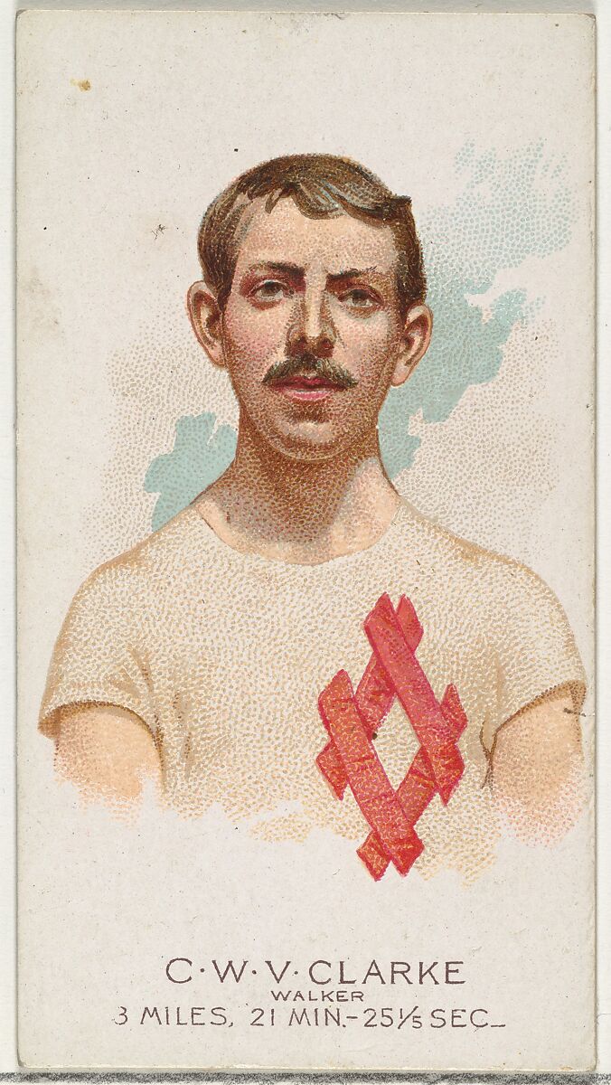 C.W.V. Clarke, Walker, from World's Champions, Series 2 (N29) for Allen & Ginter Cigarettes, Allen &amp; Ginter (American, Richmond, Virginia), Commercial color lithograph 