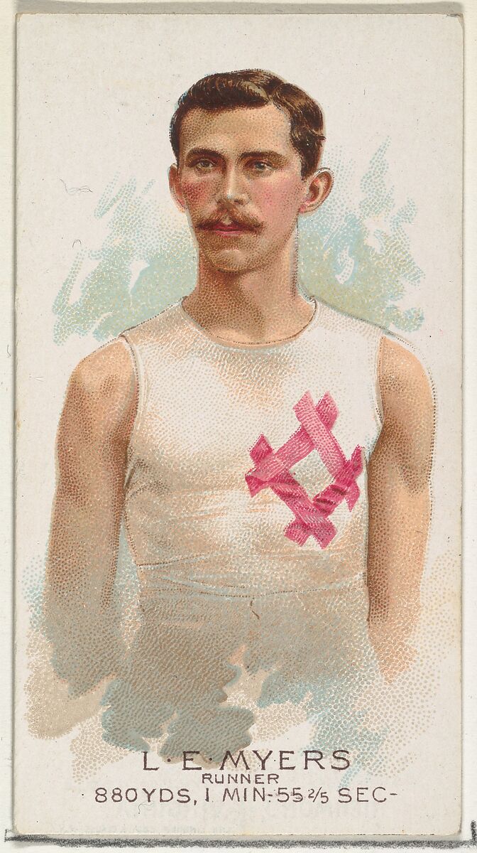 L.E. Myers, Runner, from World's Champions, Series 2 (N29) for Allen & Ginter Cigarettes, Allen &amp; Ginter (American, Richmond, Virginia), Commercial color lithograph 