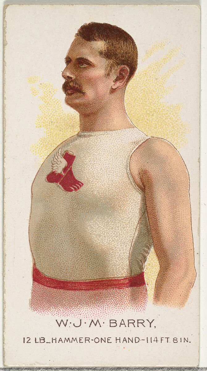 W.J.M. Barry, Hammer Throw, from World's Champions, Series 2 (N29) for Allen & Ginter Cigarettes, Allen &amp; Ginter (American, Richmond, Virginia), Commercial color lithograph 