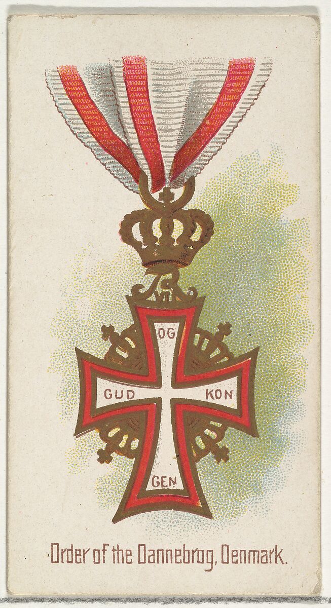 Order of the Dannebrog, Denmark, from the World's Decorations series (N30) for Allen & Ginter Cigarettes, Allen &amp; Ginter (American, Richmond, Virginia), Commercial color lithograph 