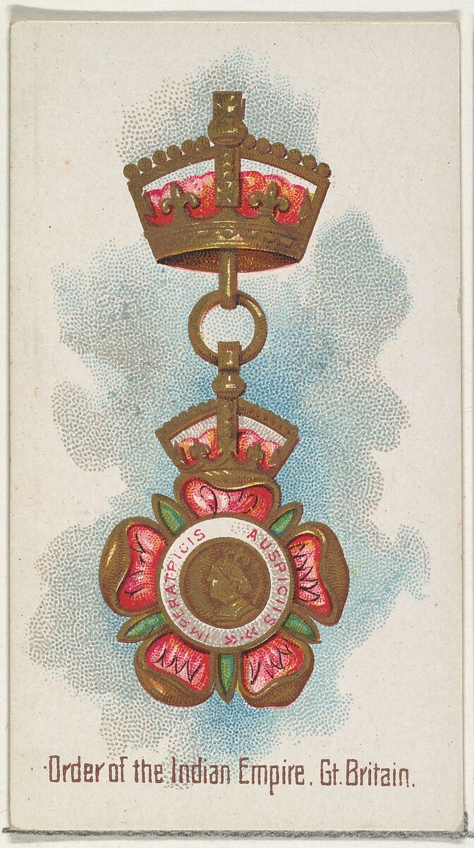Order of the Indian Empire, Great Britain, from the World's Decorations series (N30) for Allen & Ginter Cigarettes, Allen &amp; Ginter (American, Richmond, Virginia), Commercial color lithograph 