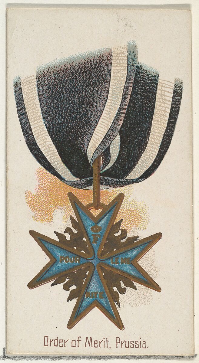 Order of Merit, Prussia, from the World's Decorations series (N30) for Allen & Ginter Cigarettes, Allen &amp; Ginter (American, Richmond, Virginia), Commercial color lithograph 