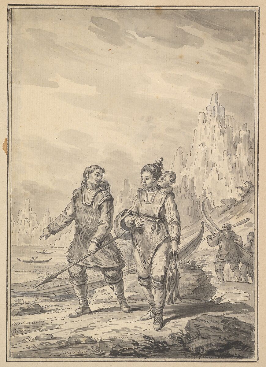 Inuit Manner of Dress, Jean-Baptiste Le Prince (French, Metz 1734–1781 Saint-Denis-du-Port), Pen and black ink, brush and gray wash, over black chalk, with additions in graphite 