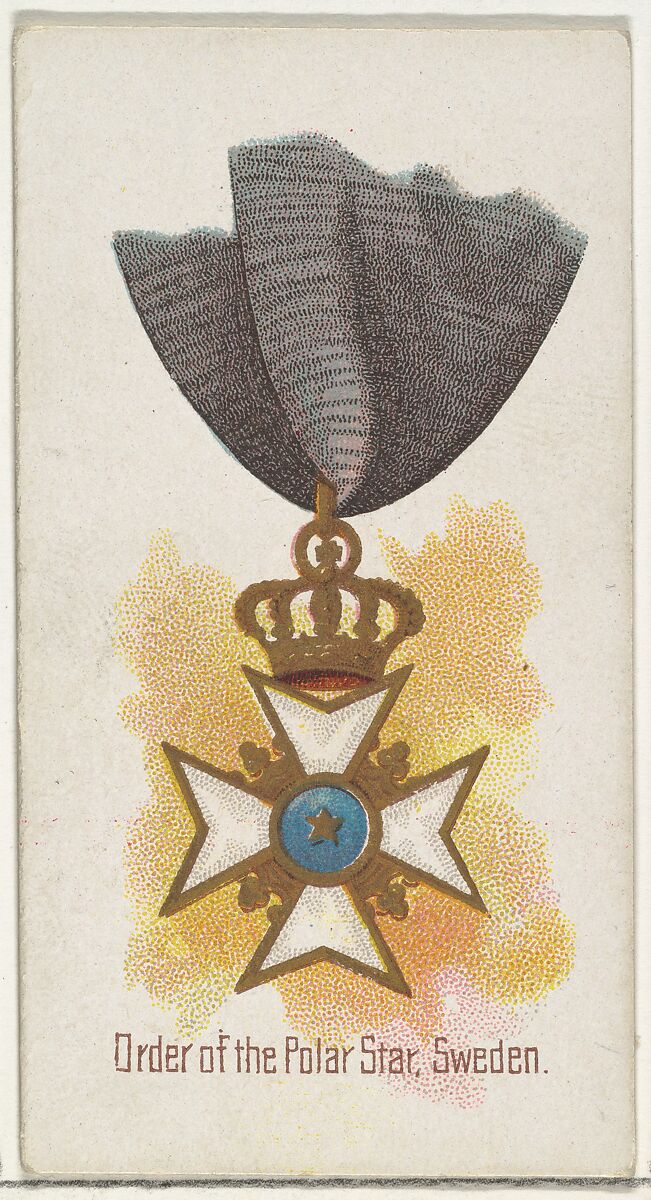 Order of the Polar Star, Sweden, from the World's Decorations series (N30) for Allen & Ginter Cigarettes, Allen &amp; Ginter (American, Richmond, Virginia), Commercial color lithograph 