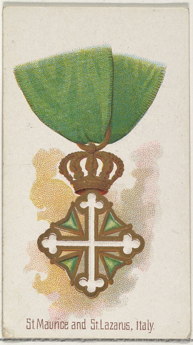 Order of St. John, Holy See, from the World's Decorations series (N30) for Allen & Ginter Cigarettes, Allen &amp; Ginter (American, Richmond, Virginia), Commercial color lithograph