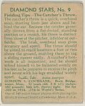 "Mickey" Cochrane; verso: Diamond Stars, No. 9, Fielding Tips-The Catcher's Throw (1934 Averages), National Chicle Gum Company, Cambridge, Massachusetts, Commercial color lithograph
