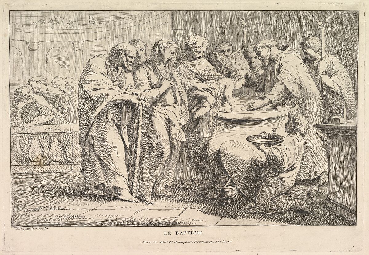 The Baptism, Pierre Charles Trémolières (French, Cholet 1703–1739 Paris), Etching, state ii/ii 