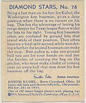 Joe Kuhel; verso: Diamond Stars, No. 78 (1935 Averages), National Chicle Gum Company, Cambridge, Massachusetts, Commercial color lithograph