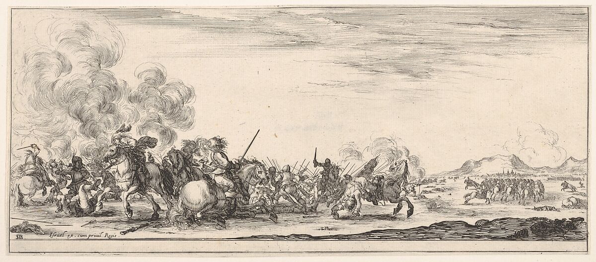 A battle on horseback, from 'Peace and War' (Divers desseins tant pour la paix que pour la guerre), Stefano della Bella (Italian, Florence 1610–1664 Florence), Etching 
