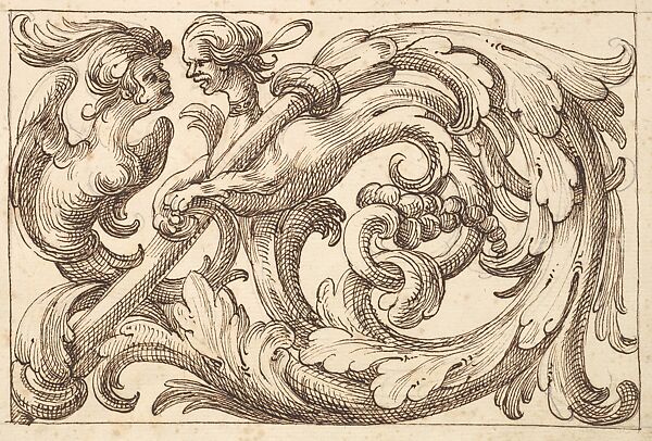 Horizontal Panel Design with Two Hybrid Creatures Interspersed between Acanthus Rinceaux