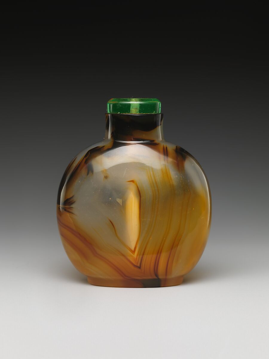Snuff Bottle, Agate with glass stopper, China