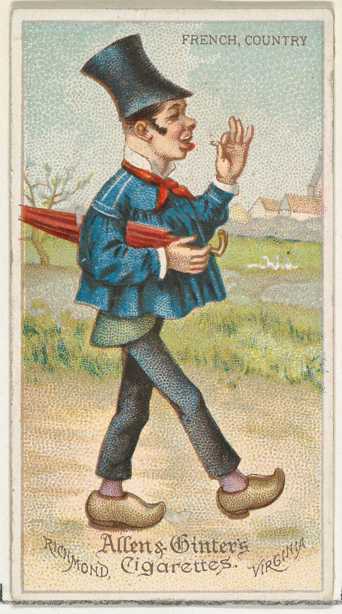 French, Country, from World's Dudes series (N31) for Allen & Ginter Cigarettes, Allen &amp; Ginter (American, Richmond, Virginia), Commercial color lithograph 