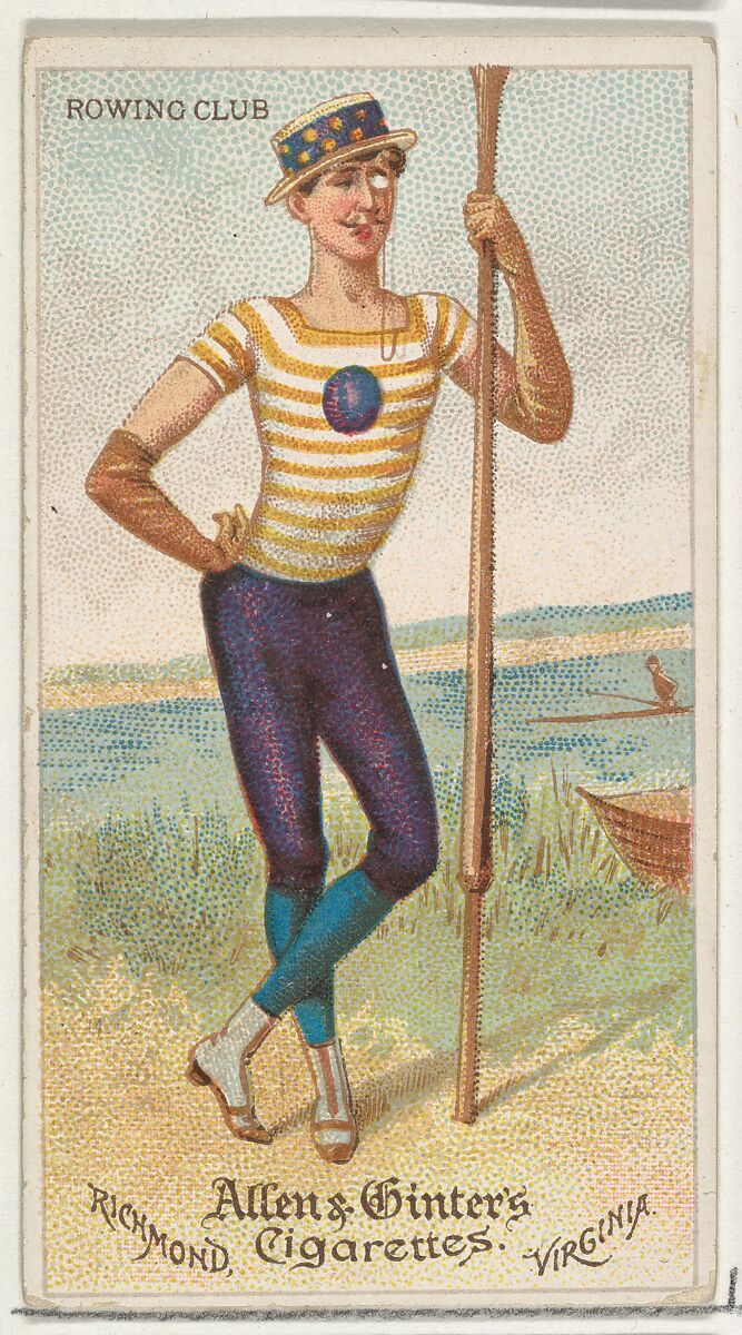 Rowing Club, from World's Dudes series (N31) for Allen & Ginter Cigarettes, Allen &amp; Ginter (American, Richmond, Virginia), Commercial color lithograph 