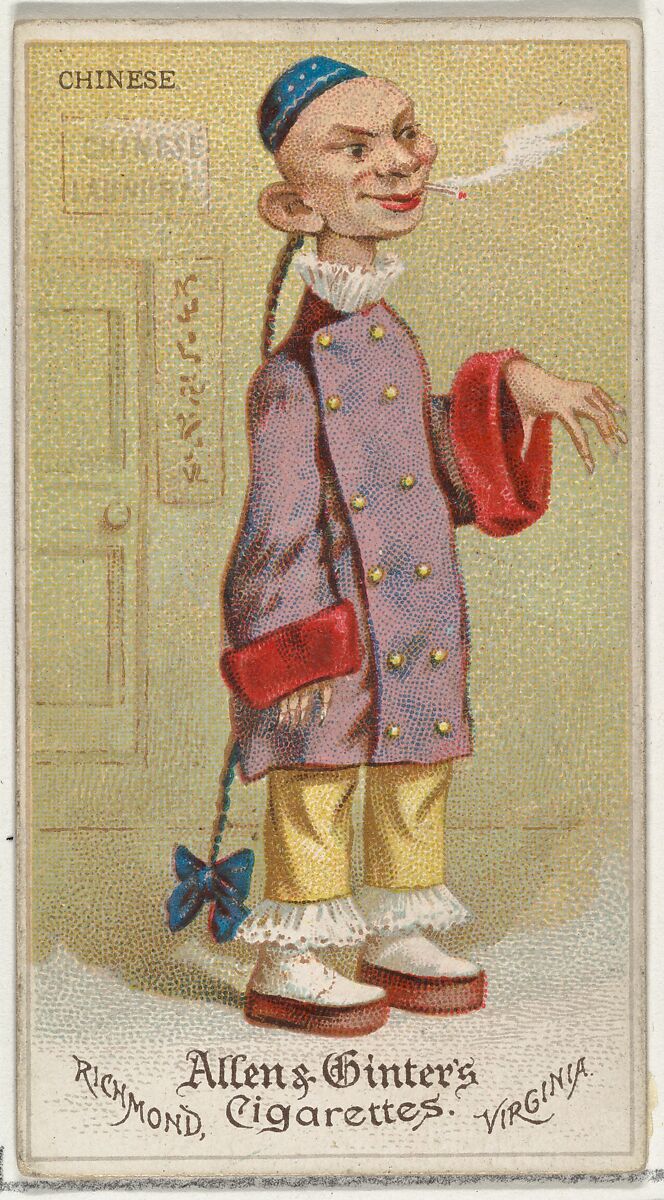 Caricature of Chinese Man, from World's Dudes series (N31) for Allen & Ginter Cigarettes, Allen &amp; Ginter (American, Richmond, Virginia), Commercial color lithograph 