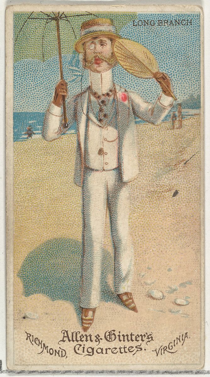 Long Branch, from World's Dudes series (N31) for Allen & Ginter Cigarettes, Allen &amp; Ginter (American, Richmond, Virginia), Commercial color lithograph 