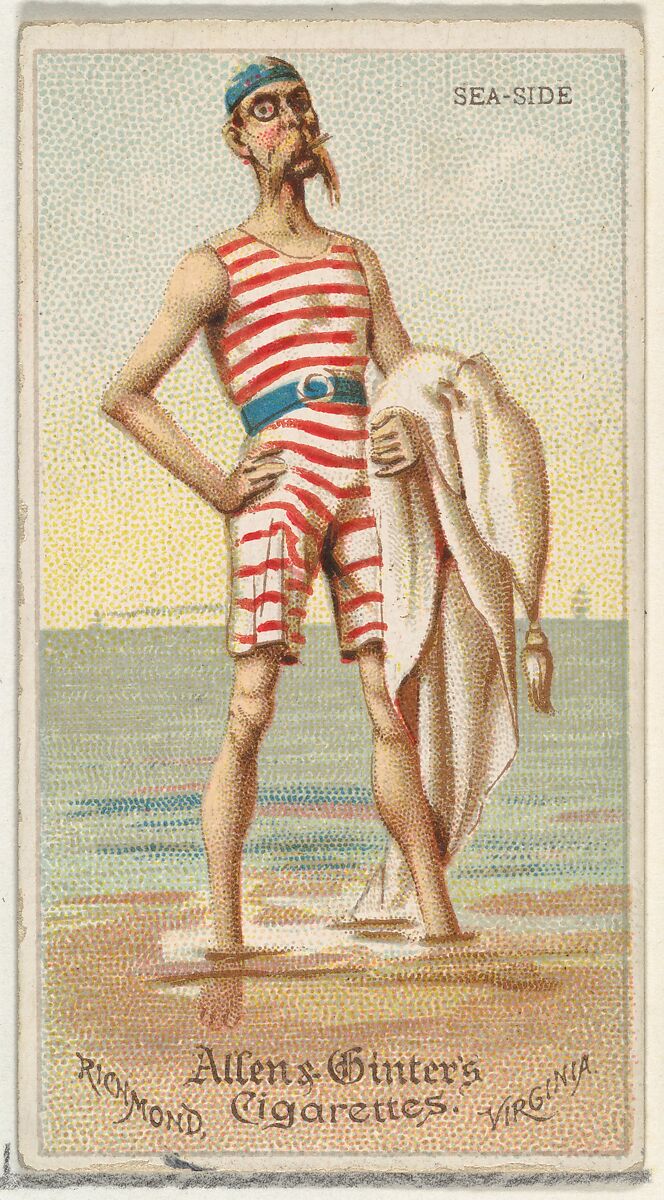 Sea-Side, from World's Dudes series (N31) for Allen & Ginter Cigarettes, Allen &amp; Ginter (American, Richmond, Virginia), Commercial color lithograph 