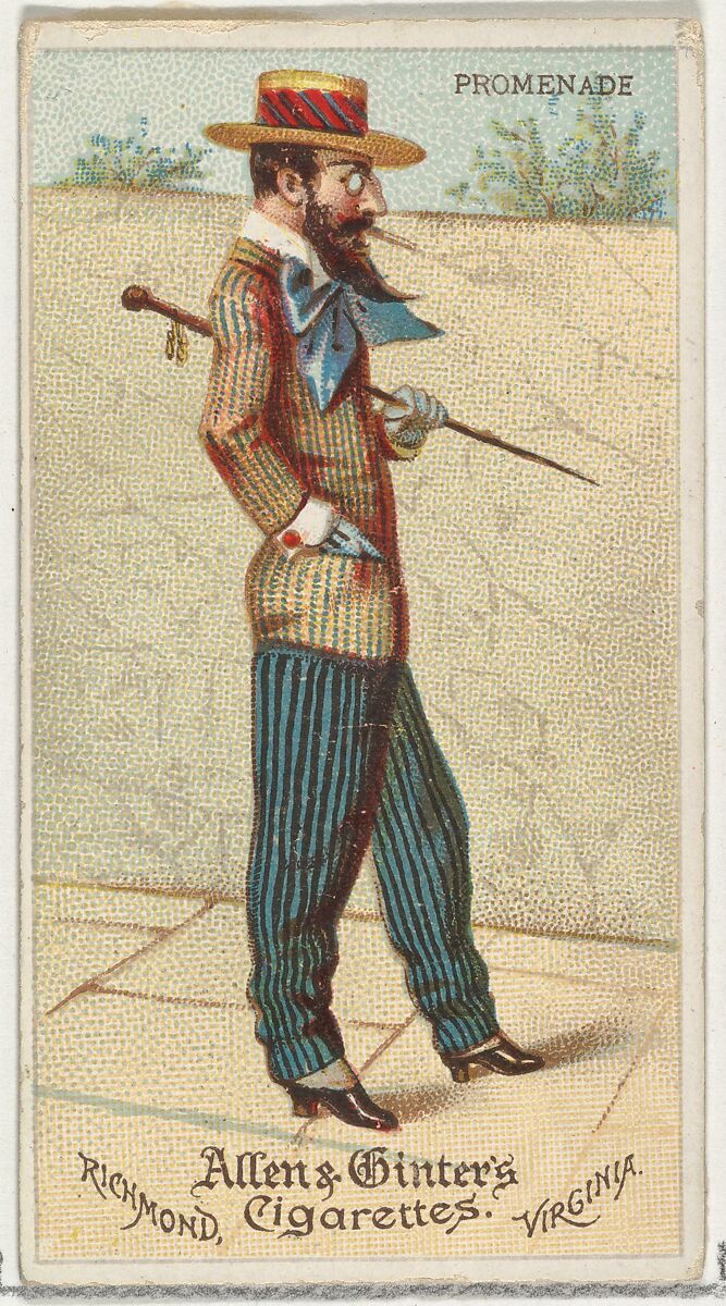 Promenade, from World's Dudes series (N31) for Allen & Ginter Cigarettes, Allen &amp; Ginter (American, Richmond, Virginia), Commercial color lithograph 