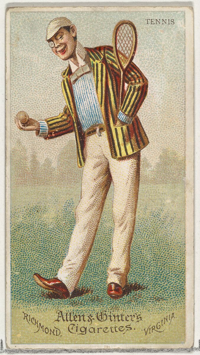 Tennis, from World's Dudes series (N31) for Allen & Ginter Cigarettes, Allen &amp; Ginter (American, Richmond, Virginia), Commercial color lithograph 