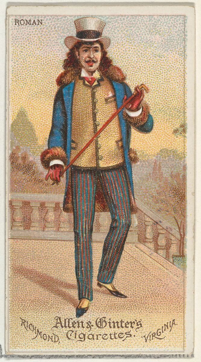 Roman, from World's Dudes series (N31) for Allen & Ginter Cigarettes, Allen &amp; Ginter (American, Richmond, Virginia), Commercial color lithograph 