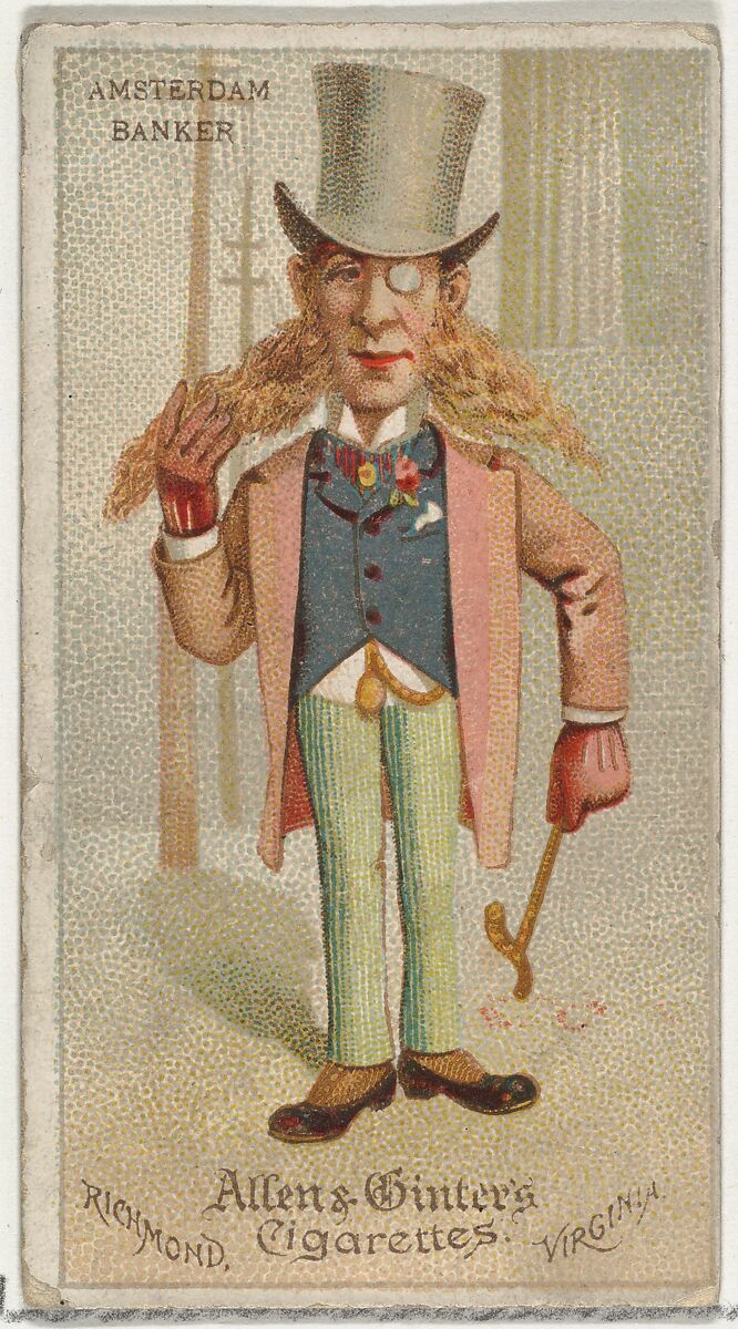 Amsterdam Banker, from World's Dudes series (N31) for Allen & Ginter Cigarettes, Allen &amp; Ginter (American, Richmond, Virginia), Commercial color lithograph 