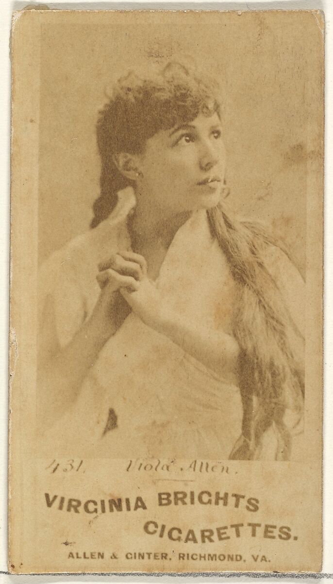 Card 431, Viola Allen, from the Actors and Actresses series (N45, Type 1) for Virginia Brights Cigarettes, Issued by Allen &amp; Ginter (American, Richmond, Virginia), Albumen photograph 