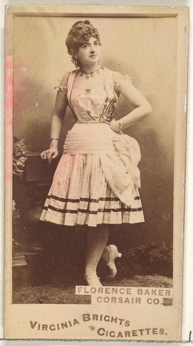 Florence Baker, Corsair Co., from the Actors and Actresses series (N45, Type 1) for Virginia Brights Cigarettes, Issued by Allen &amp; Ginter (American, Richmond, Virginia), Albumen photograph 