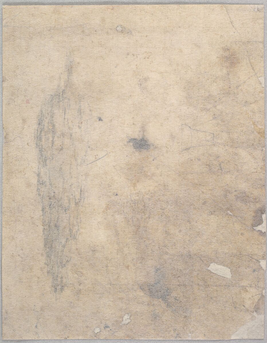 Christ on the Mount of Olives (recto); Study of a Cypress (verso), Alonso Cano (Spanish, Granada 1601–1667 Granada), Pen and brown ink, brush and brown wash, over traces of black chalk; framing line in pen and brown ink, and black chalk; verso: since it is lined with Japan paper and thus the design is indistinct; black chalk (?)