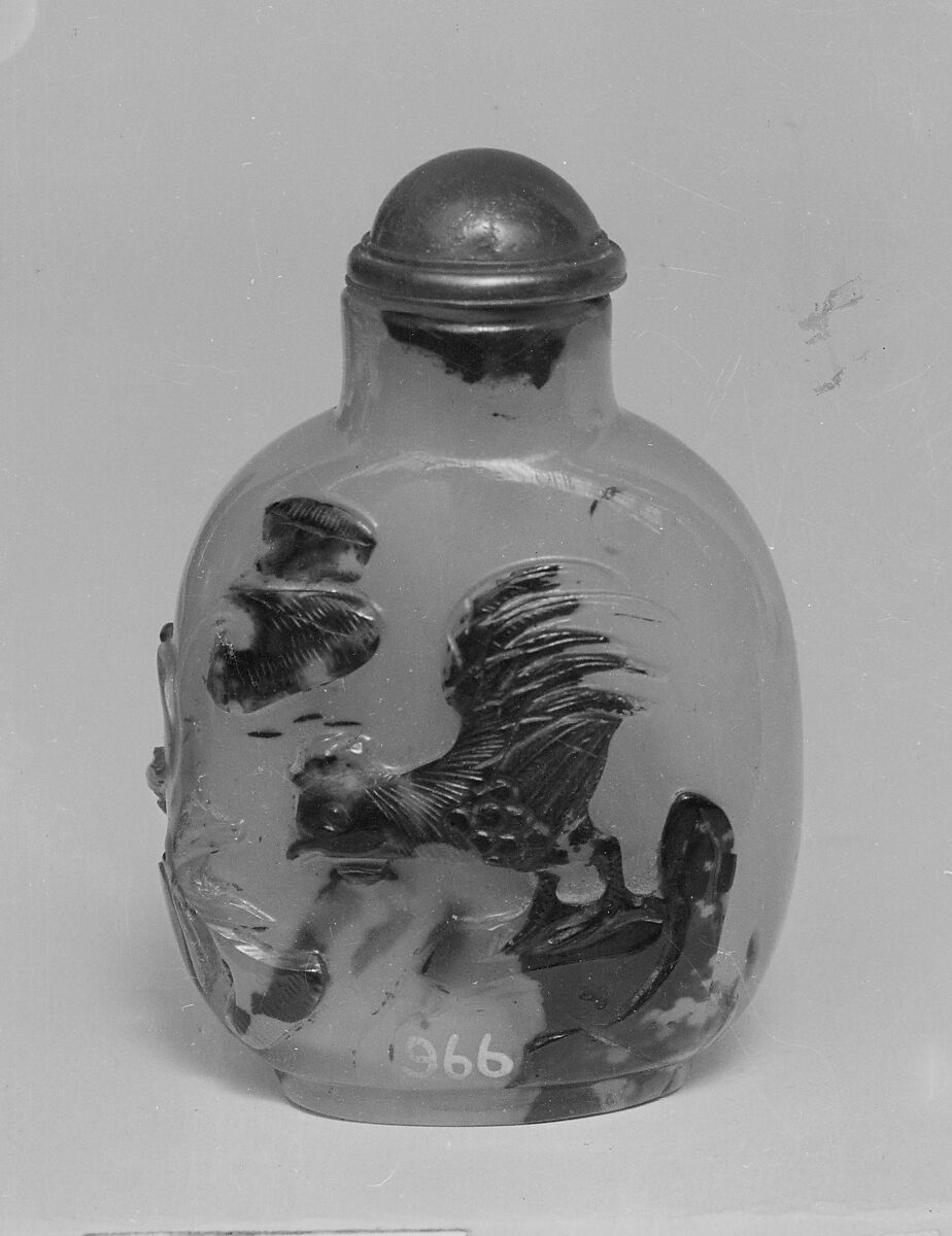 Snuff bottle with stopper, Agate, glass, China 