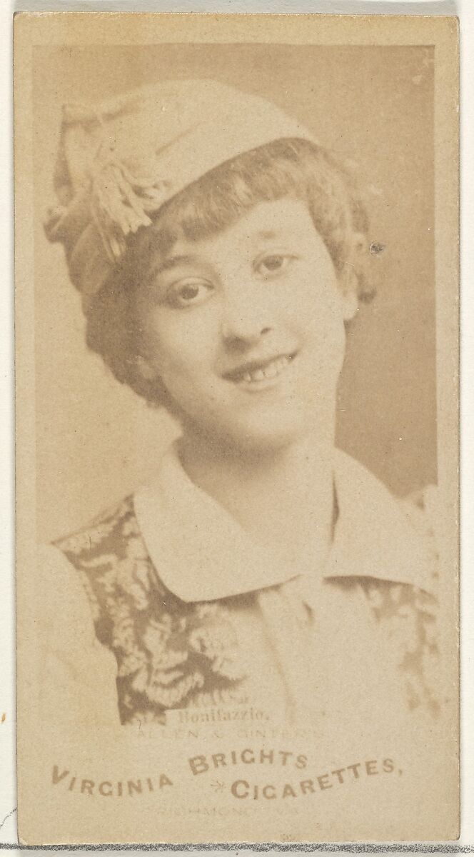 Bonifazzio, from the Actors and Actresses series (N45, Type 1) for Virginia Brights Cigarettes, Issued by Allen &amp; Ginter (American, Richmond, Virginia), Albumen photograph 