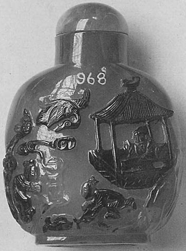 Snuff bottle with stopper, Agate, crystal, China 