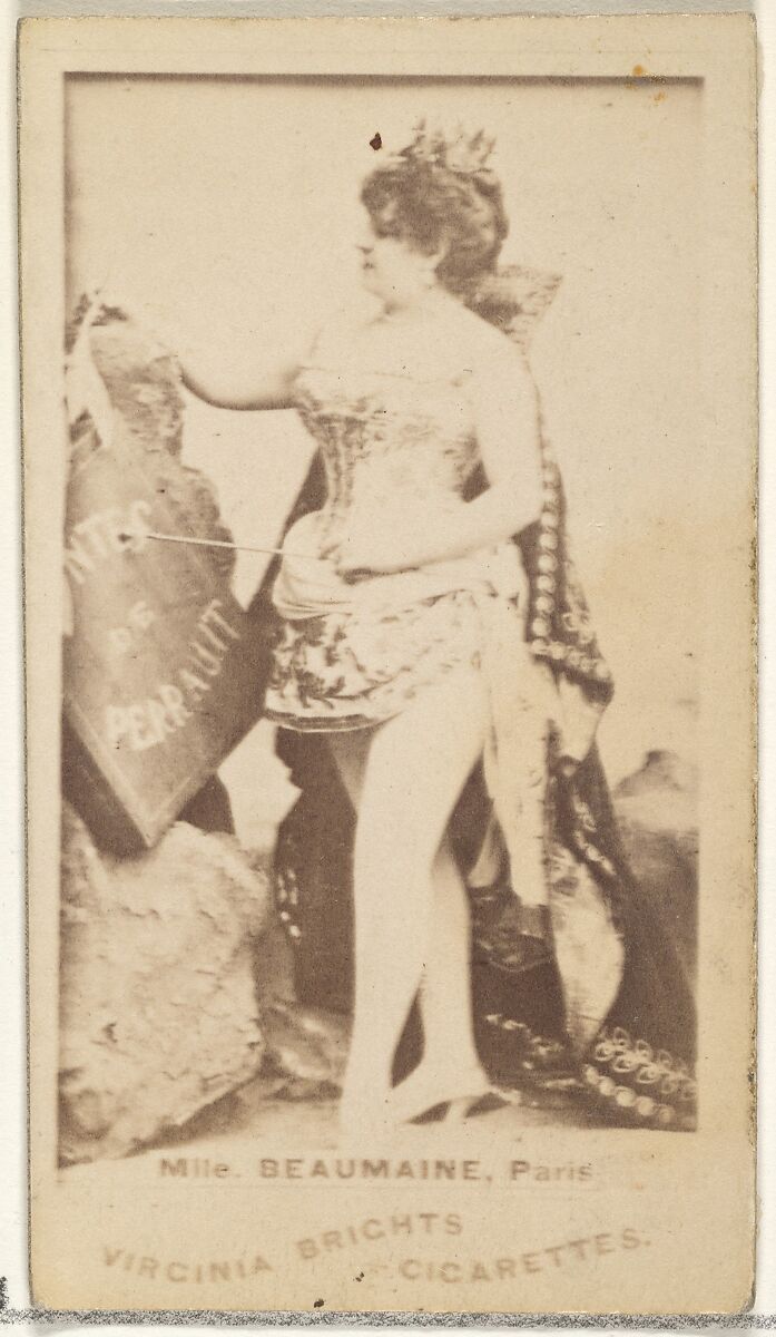 Mlle. Beaumaine, Paris, from the Actors and Actresses series (N45, Type 1) for Virginia Brights Cigarettes, Issued by Allen &amp; Ginter (American, Richmond, Virginia), Albumen photograph 