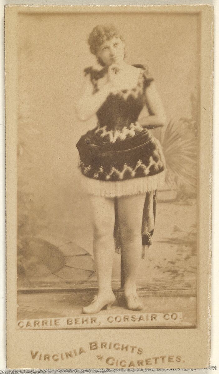 Carrie Behr, Corsair Co., from the Actors and Actresses series (N45, Type 1) for Virginia Brights Cigarettes, Issued by Allen &amp; Ginter (American, Richmond, Virginia), Albumen photograph 