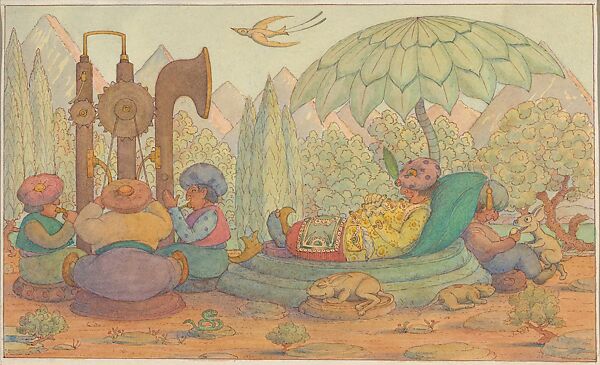 The Sultan Rests, Herbert E. Crowley (British, Eltham, Kent 1873–1937 Ascona, Switzerland), Watercolor and brown ink 