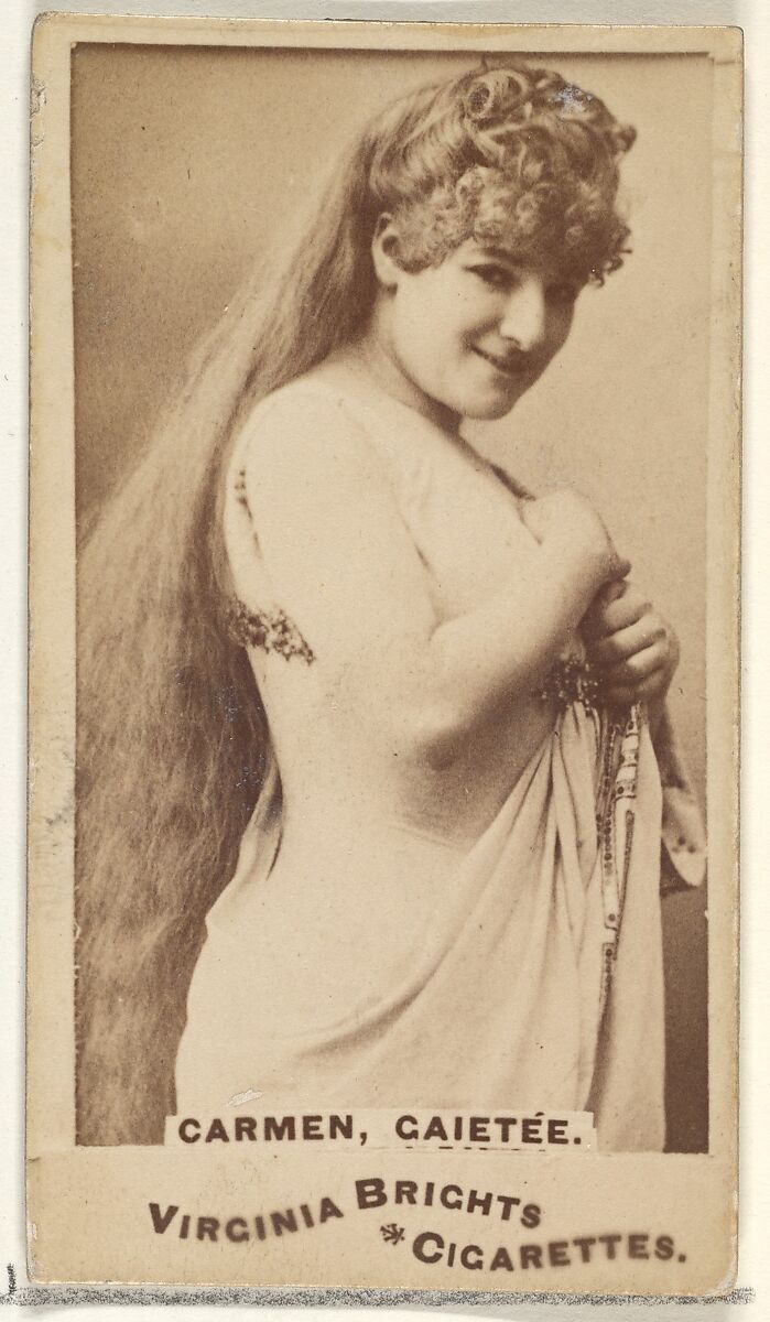 Carmen, Gaietée, from the Actors and Actresses series (N45, Type 1) for Virginia Brights Cigarettes, Issued by Allen &amp; Ginter (American, Richmond, Virginia), Albumen photograph 