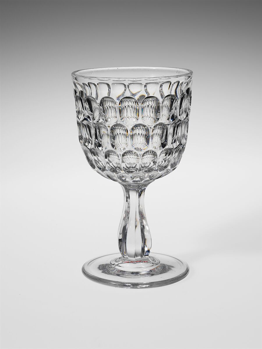 Goblet, Bakewell, Pears and Company (1836–1882), Pressed glass, American 