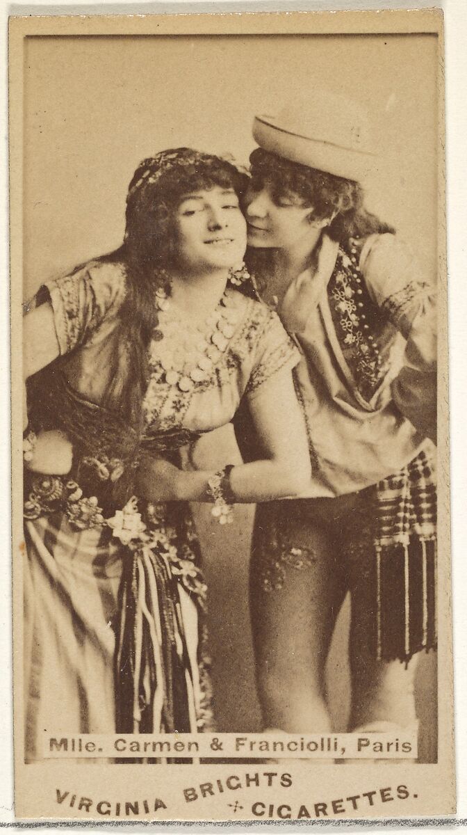 Mlle. Carmen and Franciolli, Paris, from the Actors and Actresses series (N45, Type 1) for Virginia Brights Cigarettes, Issued by Allen &amp; Ginter (American, Richmond, Virginia), Albumen photograph 