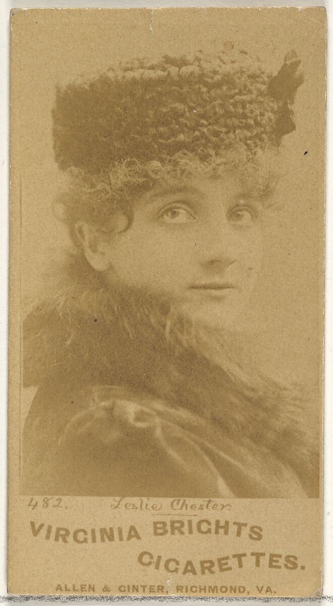 Card 482, Leslie Chester, from the Actors and Actresses series (N45, Type 1) for Virginia Brights Cigarettes, Issued by Allen &amp; Ginter (American, Richmond, Virginia), Albumen photograph 