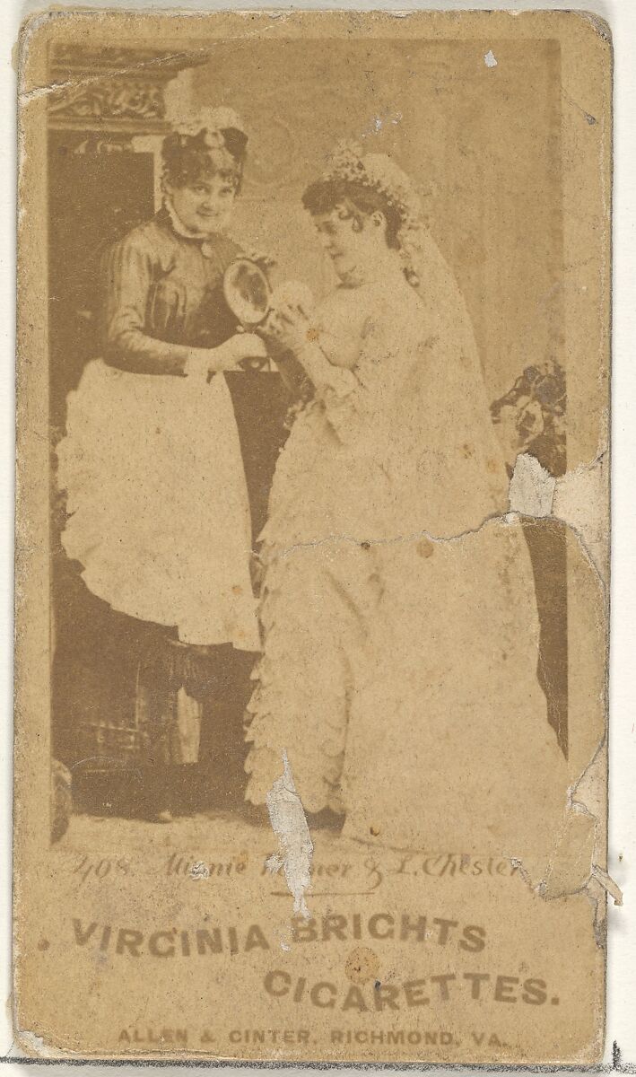 Card 408, Minnie Palmer and L. Chester, from the Actors and Actresses series (N45, Type 1) for Virginia Brights Cigarettes, Issued by Allen &amp; Ginter (American, Richmond, Virginia), Albumen photograph 