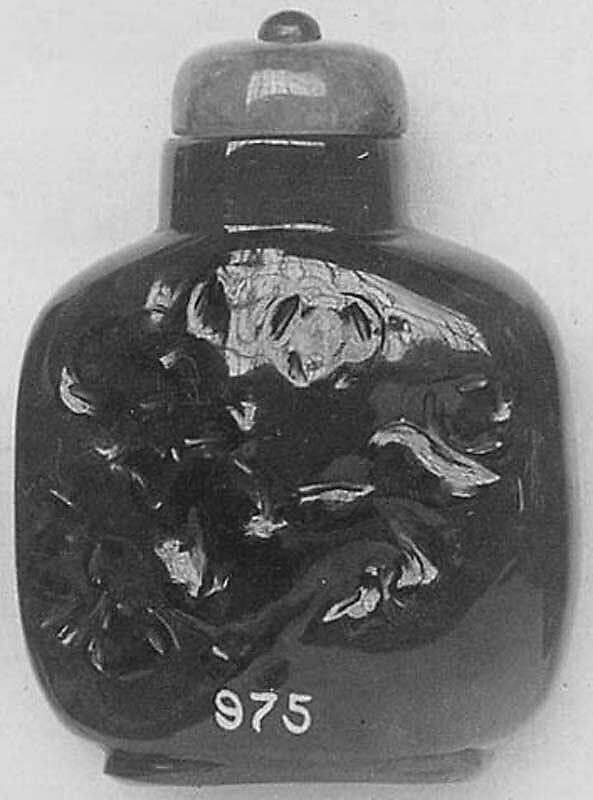 Snuff bottle with stopper, Agate, quartz, China 