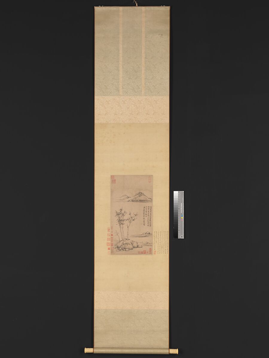 Wind among the Trees on the Riverbank, Ni Zan (Chinese, 1306–1374), Hanging scroll; ink on paper, China