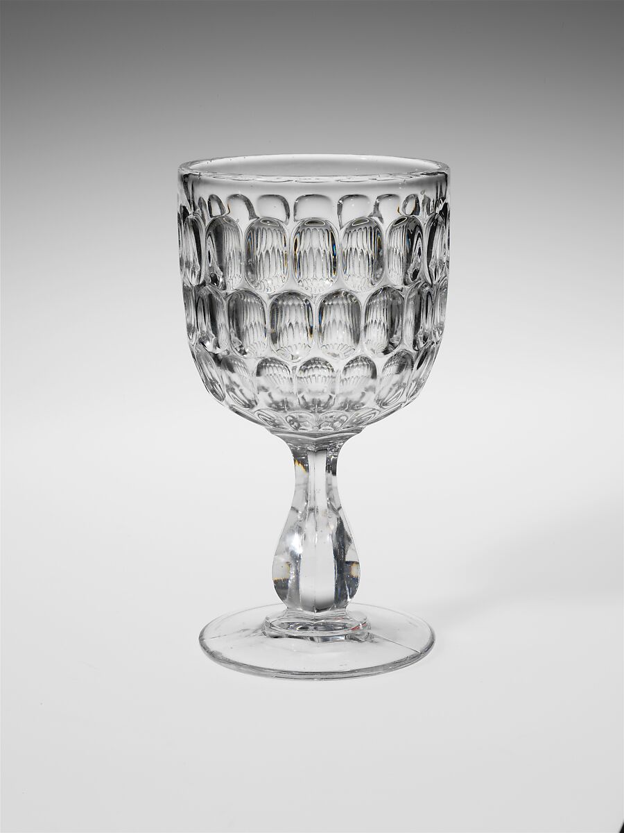 Goblet, Bakewell, Pears and Company (1836–1882), Pressed glass, American 