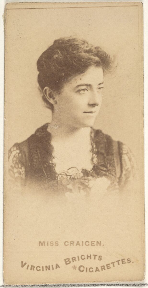 Miss Craigen, from the Actors and Actresses series (N45, Type 1) for Virginia Brights Cigarettes, Issued by Allen &amp; Ginter (American, Richmond, Virginia), Albumen photograph 