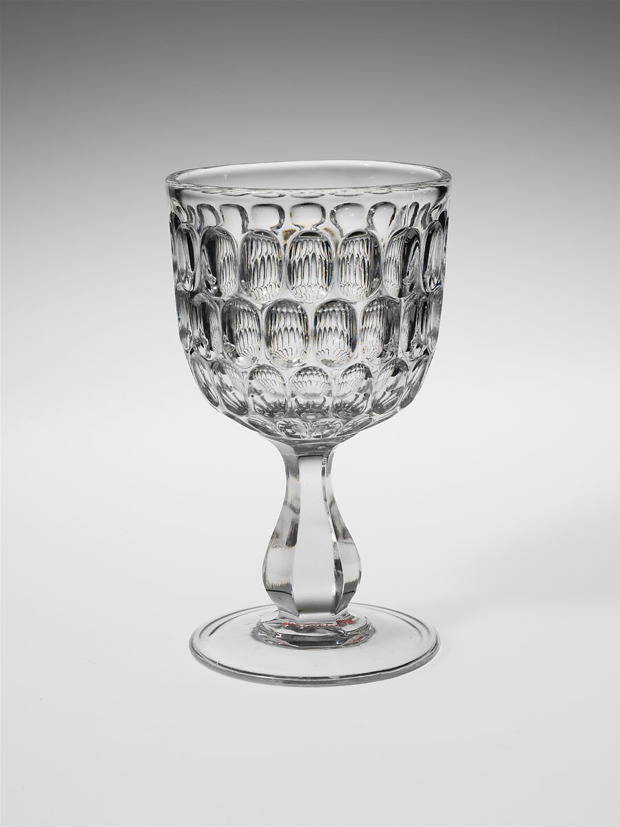 Goblet, Bakewell, Pears and Company (1836–1882), Pressed glass, American 