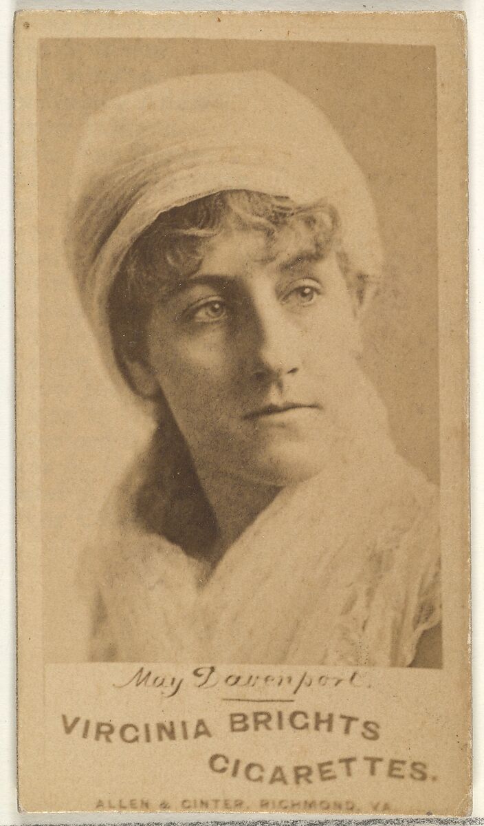 May Davenport, from the Actors and Actresses series (N45, Type 1) for Virginia Brights Cigarettes, Issued by Allen &amp; Ginter (American, Richmond, Virginia), Albumen photograph 