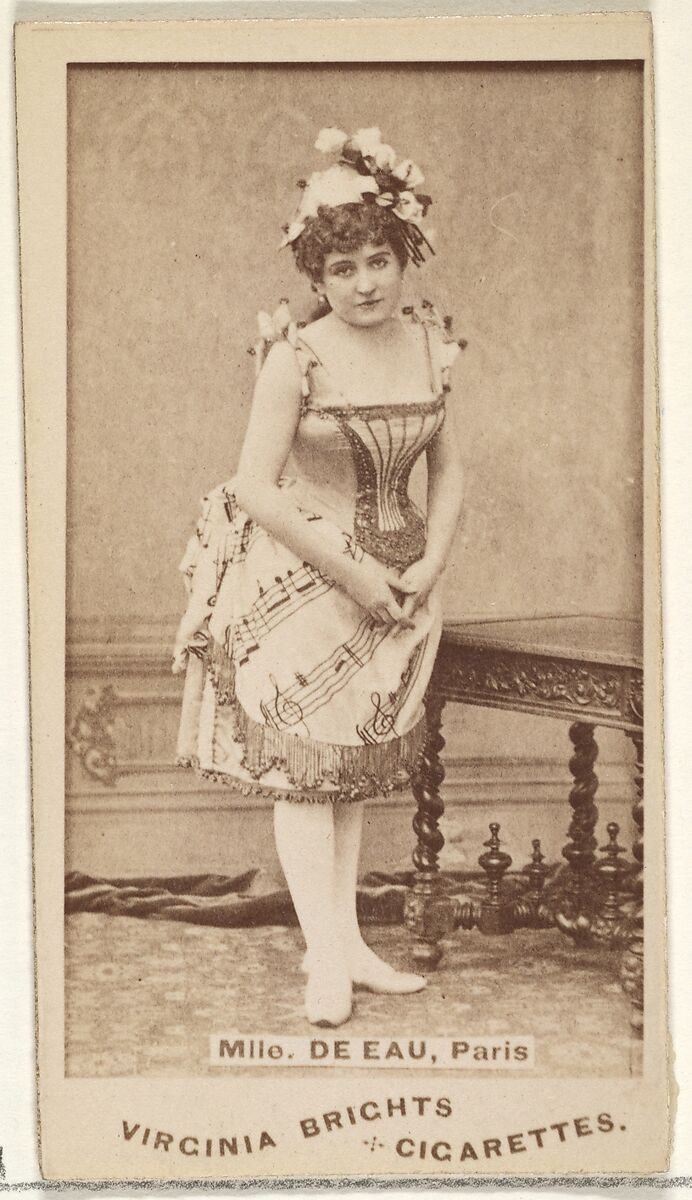 Mlle. De Eau, Paris, from the Actors and Actresses series (N45, Type 1) for Virginia Brights Cigarettes, Issued by Allen &amp; Ginter (American, Richmond, Virginia), Albumen photograph 